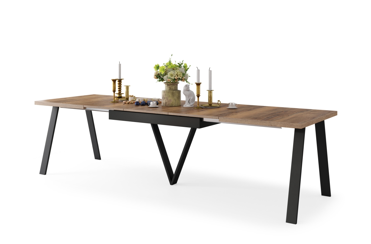 AVERY Halifax ąžuolo, alavo spalvos/juodu dugnu - PALĖPĖS/PRAMONINIS STALAS SVETAINEI/VALGOMAJAM, IŠTRAUKIAMAS - 2 DYDŽIAI!