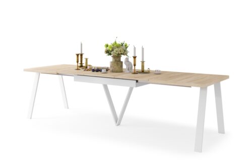 AVERY Sonoma ąžuolo/baltu dugnu – PALĖPĖS/PRAMONINIS STALAS SVETAINEI/VALGOMAJAM, IŠTRAUKIAMAS – 2 DYDŽIAI!