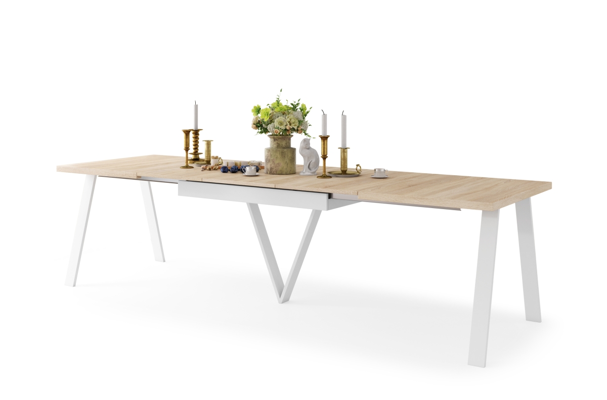 AVERY Sonoma ąžuolo/baltu dugnu - PALĖPĖS/PRAMONINIS STALAS SVETAINEI/VALGOMAJAM, IŠTRAUKIAMAS - 2 DYDŽIAI!