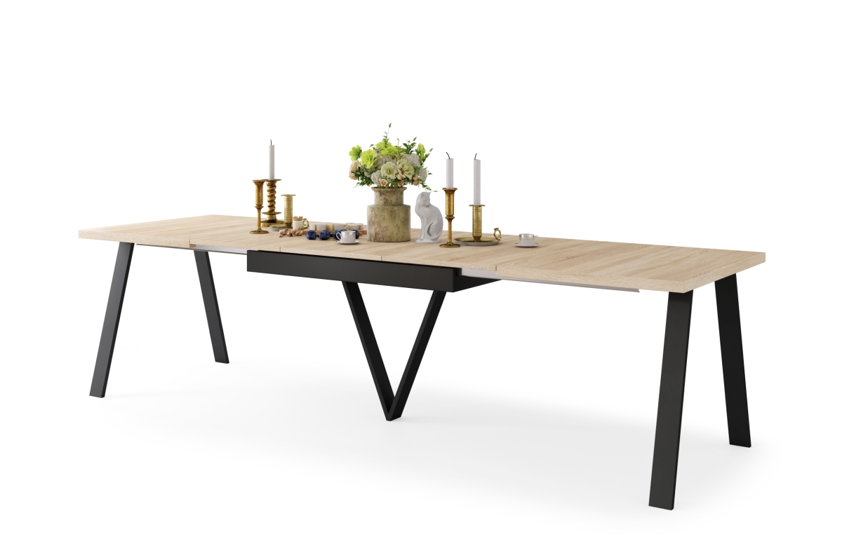 AVERY Sonoma ąžuolo/juodo dugno - PALĖPĖS/PRAMONINIO STIPRIKLIO STALAS SVETAINEI/VALGOMAJAM, IŠTRAUKIAMAS - 2 DYDŽIAI!