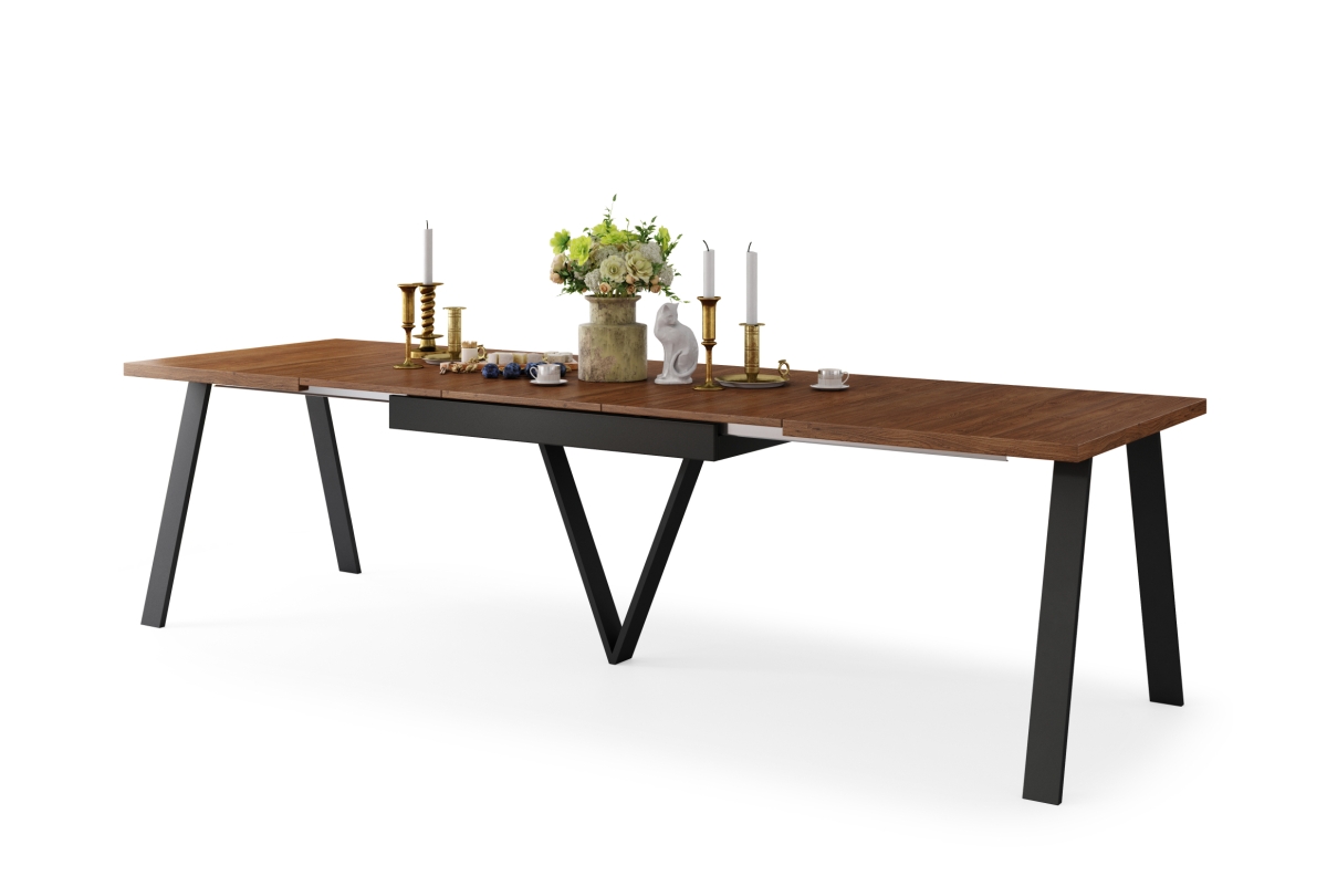 AVERY Doubs riešutmedžio/juodo dugno stalas - palėpės/pramoninio stiliaus stalas svetainei/valgomajam, ištraukiamas - 2 dydžių!