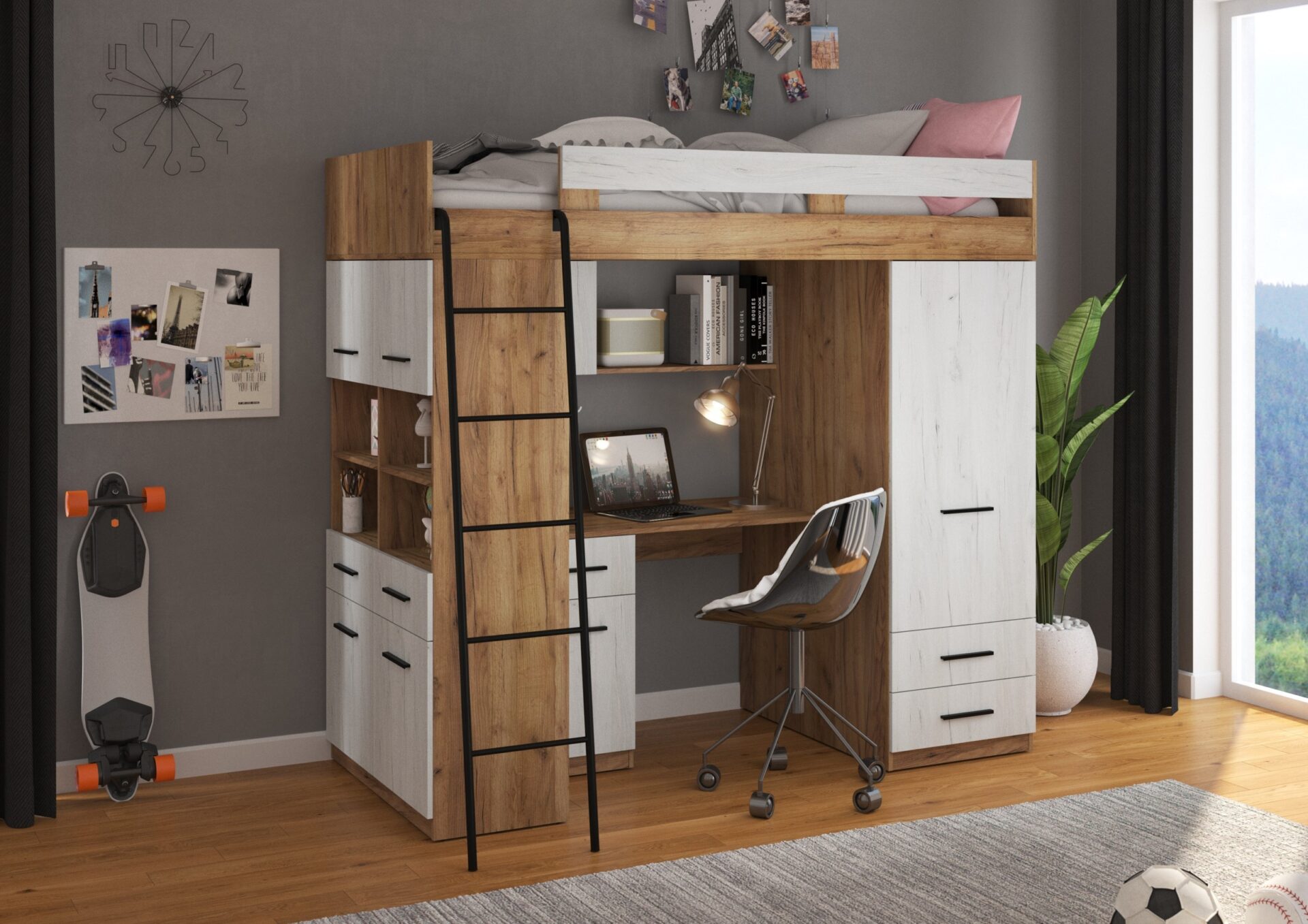 VELVE L antresolė be apvado matinio aukso / chromo baltos spalvos