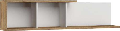 BRITA 13 baldų sieninė lentyna svetainei, ąžuolo, aukso ir baltos spalvos, rankdarbiams