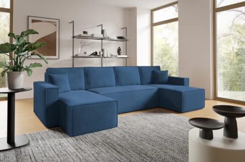 Paprasta išskleidžiama kampinė sofa, U formos