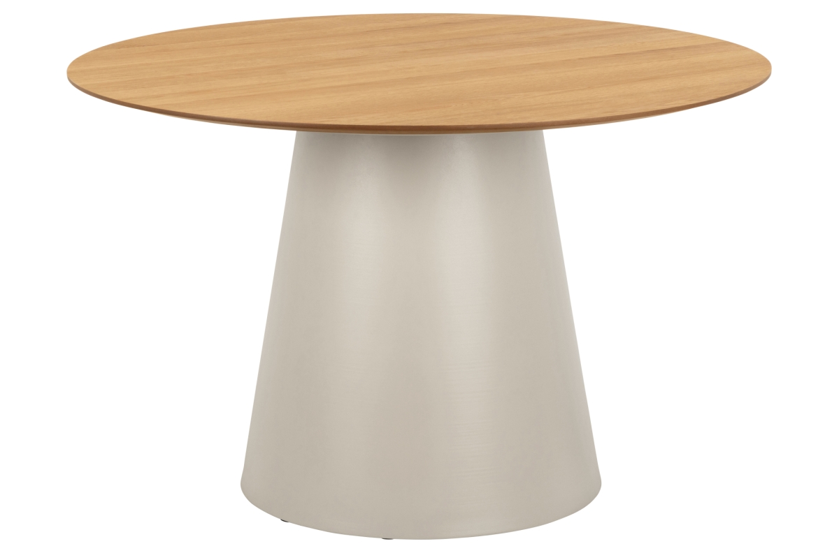 BOSCO natūralaus ąžuolo/smėlio spalvos kojos (kašmyras) - apvalus stalas 120 cm virtuvei, valgomajam, svetainei, fanera