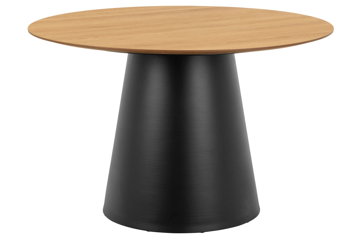 BOSCO natūralaus ąžuolo/juodos kojos - apvalus stalas 120 cm virtuvei, valgomajam, svetainei, fanera