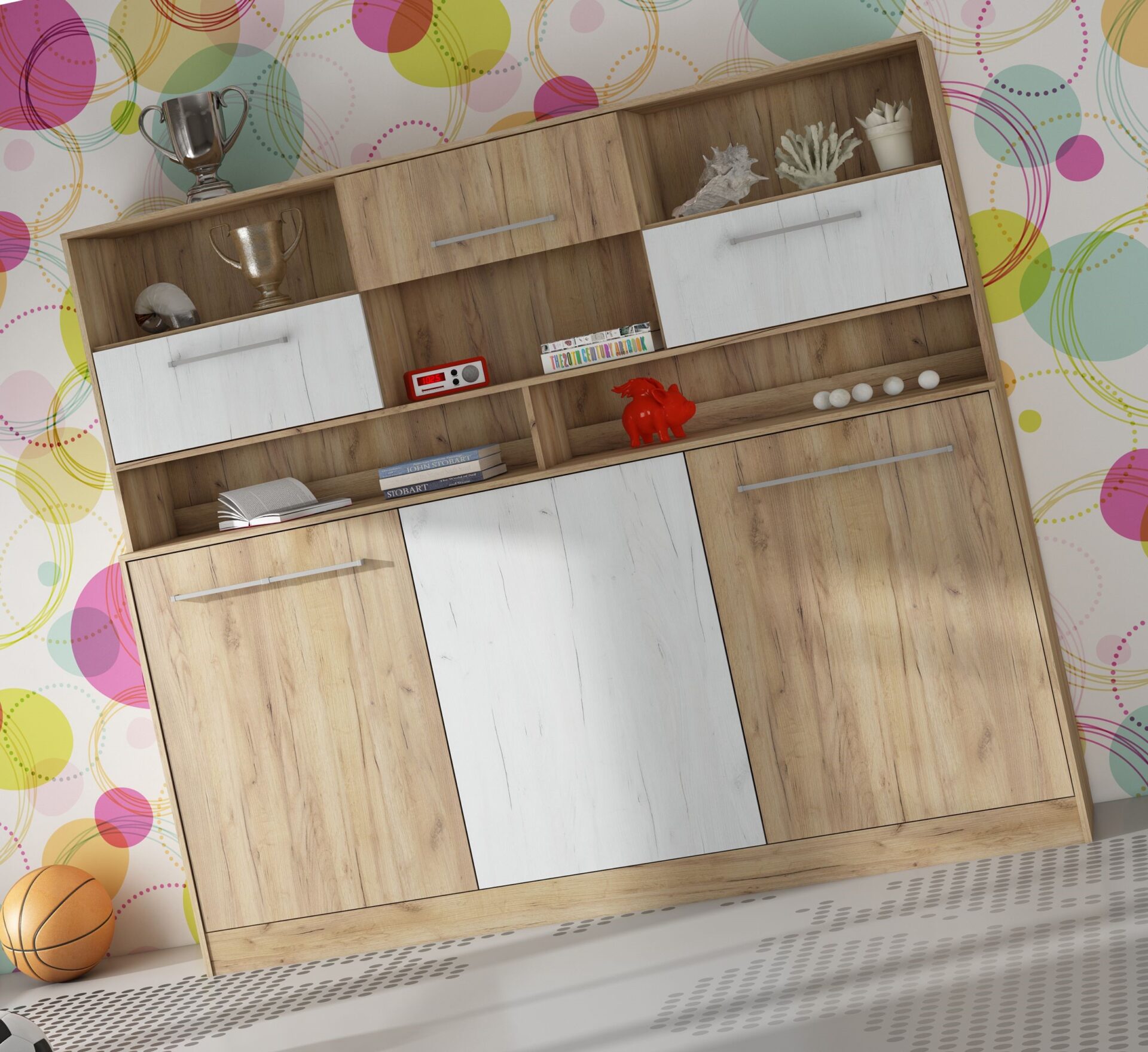 Sulankstoma sieninė lova 90x200 ERGO + pagrindas „craft“ aukso spalvos tamsiai baltas - Paveikslėlis 5