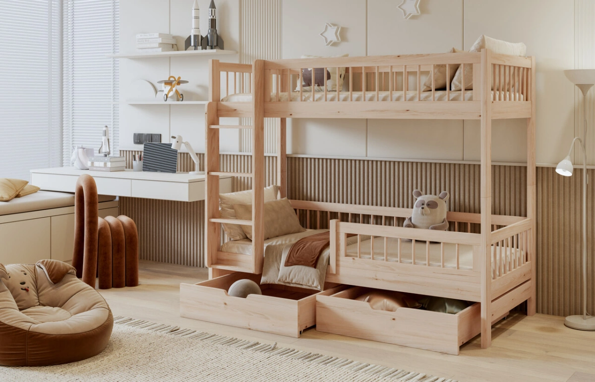 COEN dviaukštė lova su stalčiais 90x200 cm