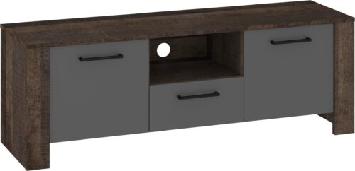 DELIS 10 stalčių komoda, TV staliukas, 140 cm, ąžuolo, granito spalvos, grafito spalvos