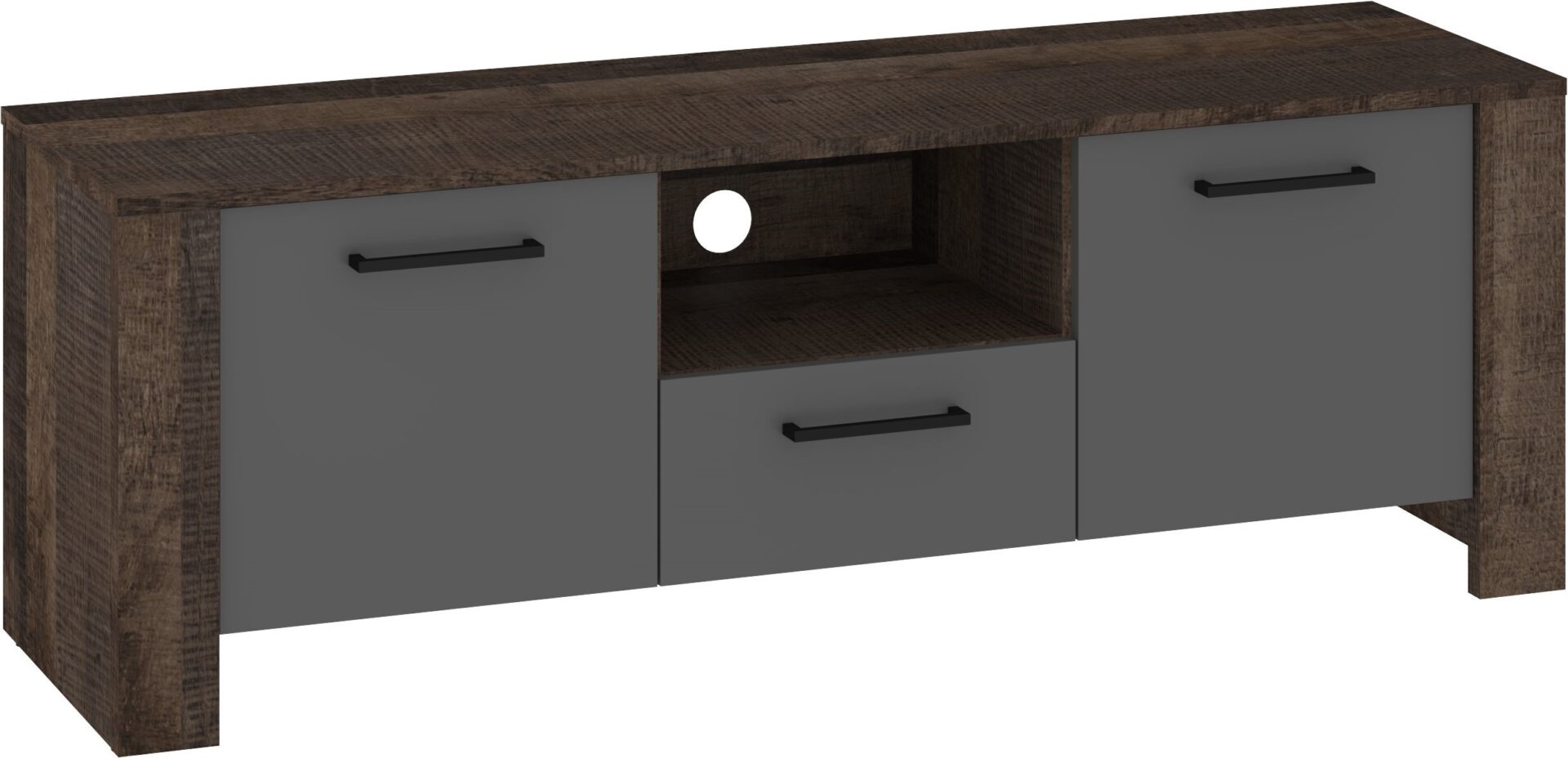 DELIS 10 stalčių komoda, TV staliukas, 140 cm, ąžuolo, granito spalvos, grafito spalvos