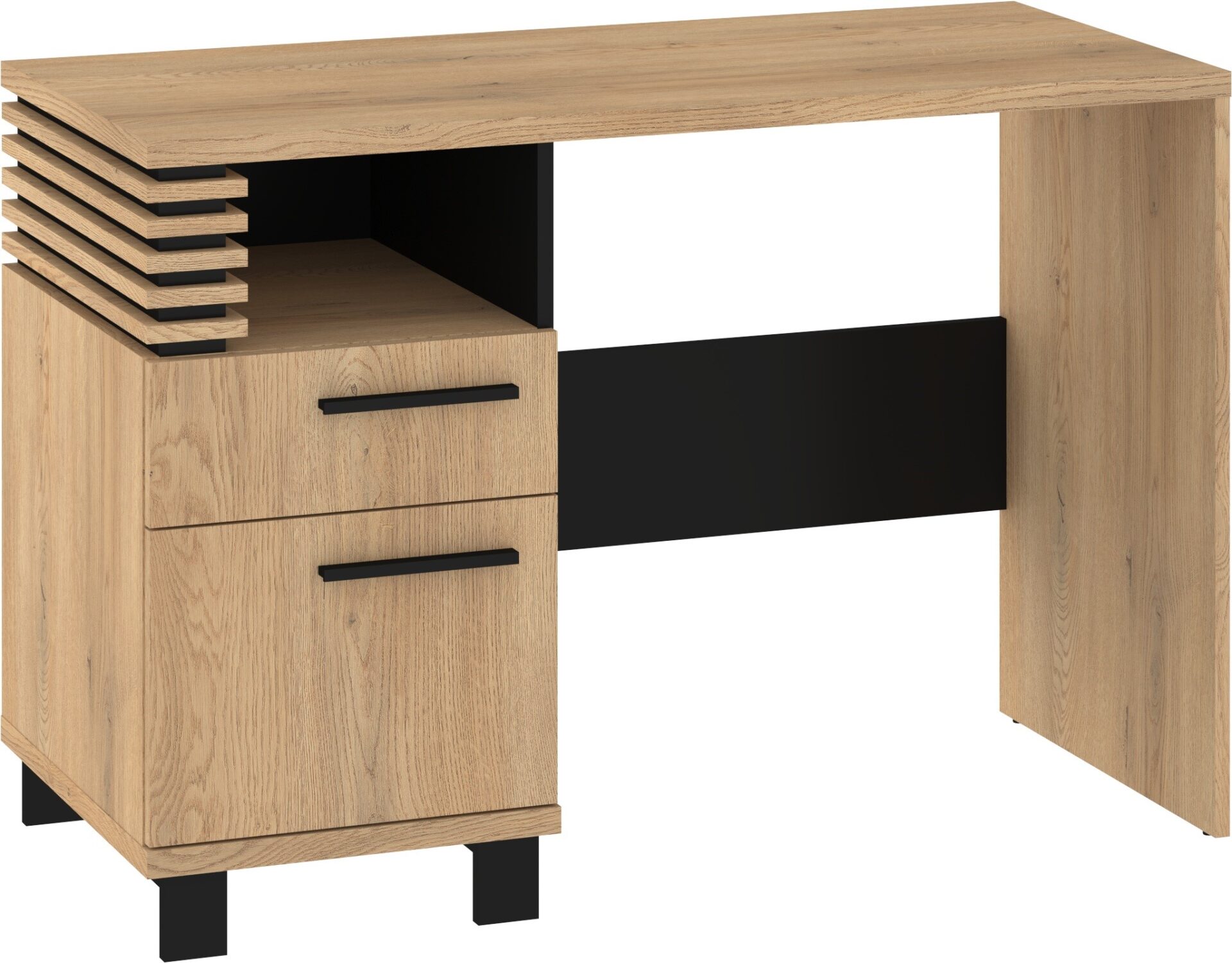 MILAR 01 baldai 1d1s kompiuterinių žaidimų stalas kremonos ąžuolas / juodas