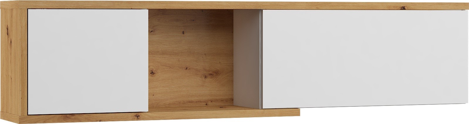 BRITA 25 baldų lentyna pakabinama spintelė svetainei, meniško ąžuolo balto blizgumo