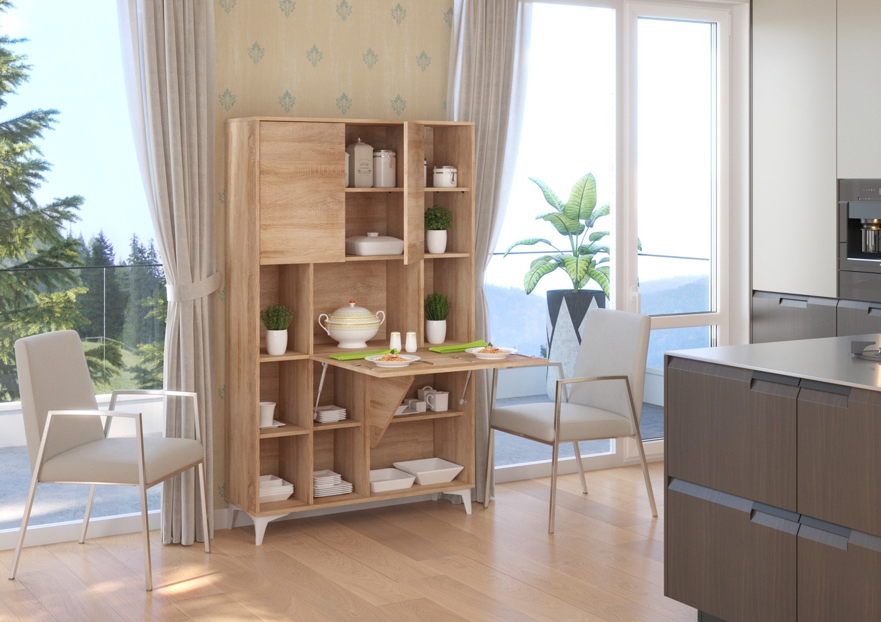 MEGI 2 baldai, knygų lentyna + rašomasis stalas, Sonoma ąžuolas