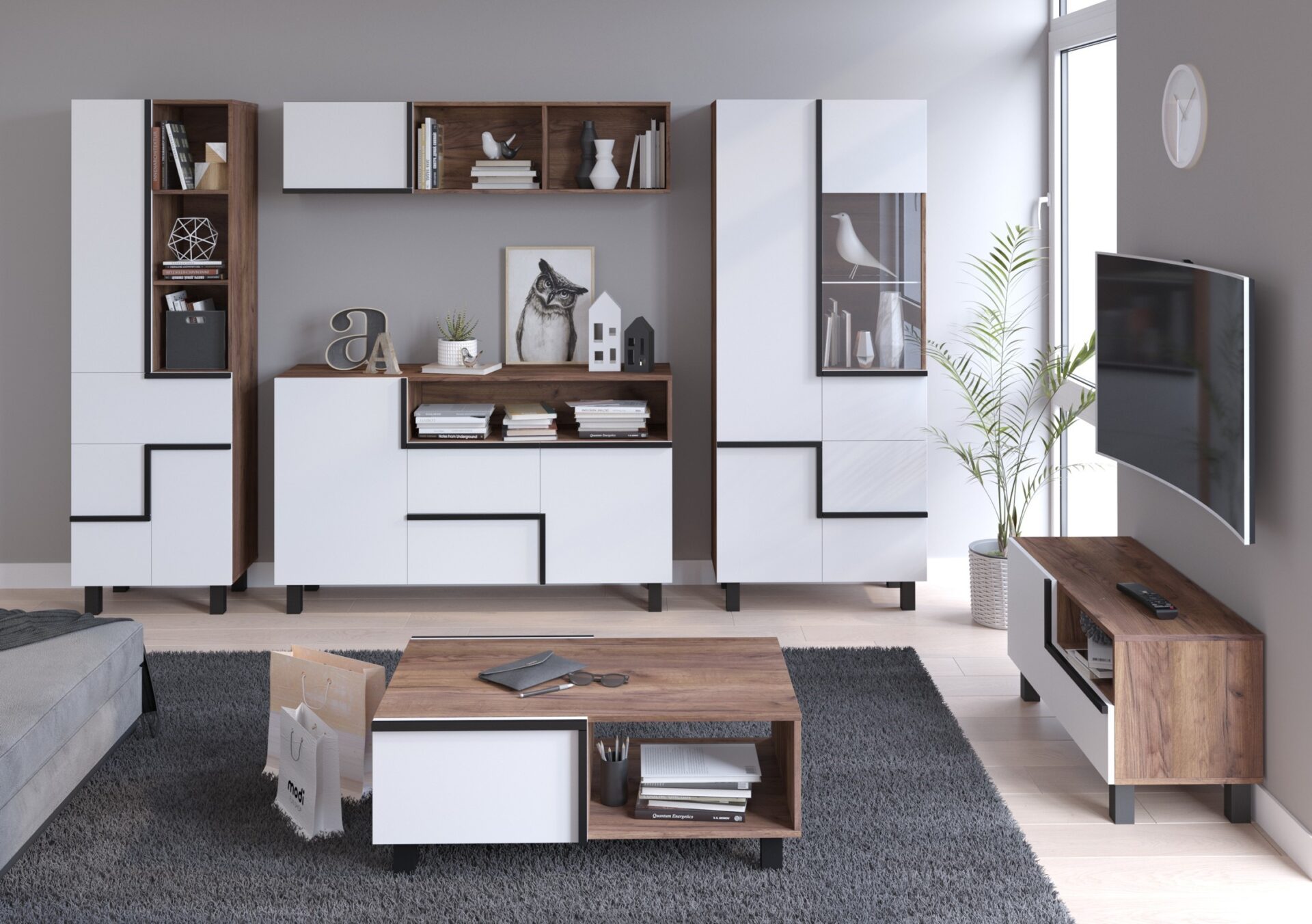 LARS baldai #4 svetainės komplektas su sienine spintele