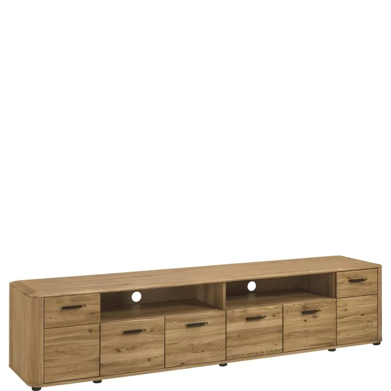 Didelė 225 RTV komoda su 6 durelėmis MONACO - MONA.053.14 100 % ąžuolo masyvas 6 x medinės durys 2 x niša