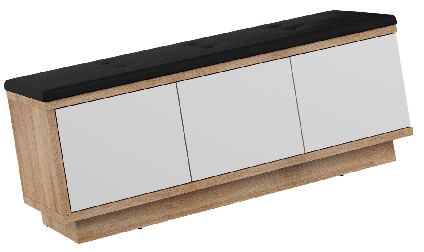 BRITA 02 prieškambario spintelė su sėdyne, Sonoma ąžuolas, balta blizgi spalva - Paveikslėlis 3