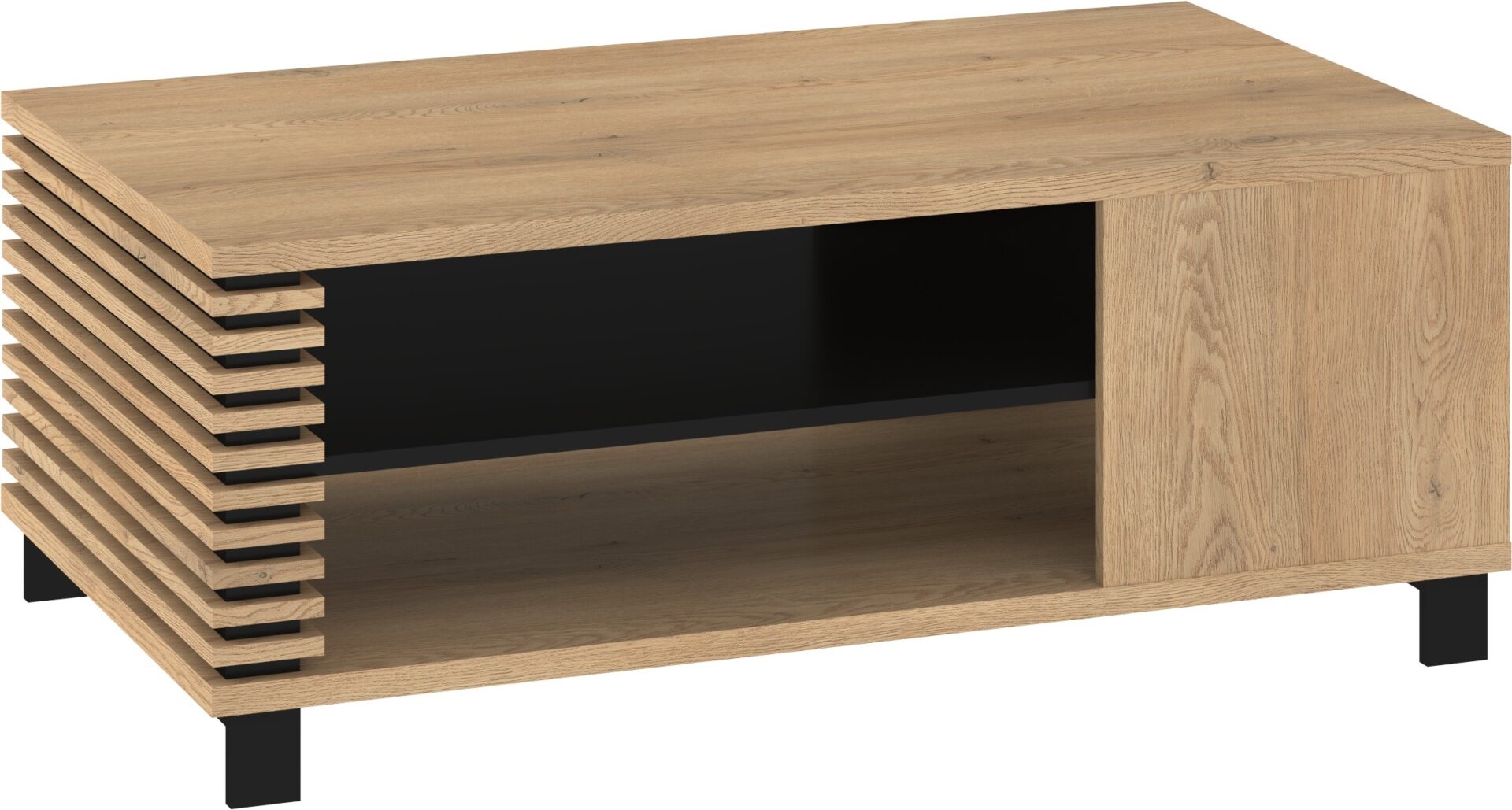 MILAR 06 baldai modernus stačiakampis kavos staliukas P kreminis ąžuolas juodas