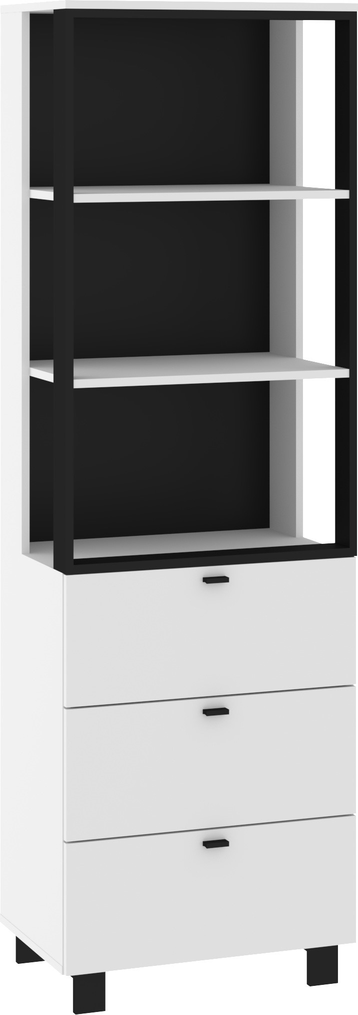GAVES 11 baldai, aukšta lentyna su lentynomis ir stalčiais, palėpė, balta, juoda