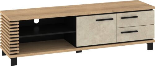 MILAR 10 baldų komoda, TV staliukas, 1x2x2 cm, Kretos ąžuolas, Granados migdolų spalva, juoda