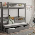 EVAN trivietė dviaukštė lova su stalčiais 80x181 cm