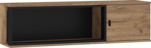 GAVES 15 baldai, sieninė lentyna, palėpės spintelė, ąžuolo spalvos, auksinė, juoda