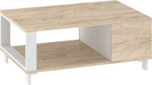 GAVES 04 baldai, modernus kavos staliukas svetainei, ąžuolo imitacijos medienos, balta
