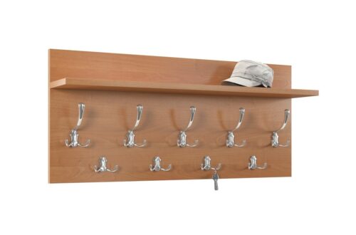 FINLO alksnio/blizgaus chromo rankenėlės – MODERNUS SIENINIS PAKABINIMAS SU LENTYNA KORDIUMUI 90 ir 70 cm