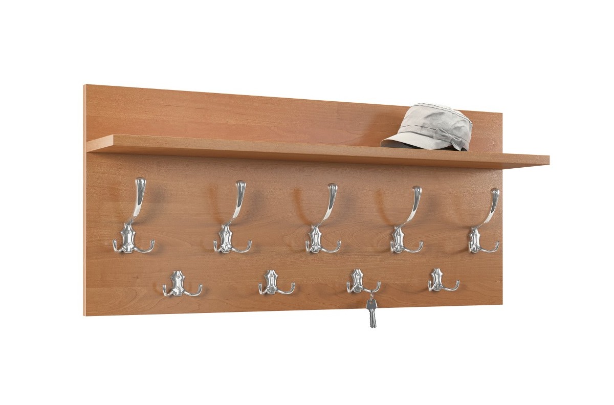 FINLO Olcha/uchwyty Chrom Połysk - NOWOCZESNY WIESZAK ŚCIENNY Z PÓŁKĄ DO PRZEDPOKOJU 90 i 70 cm