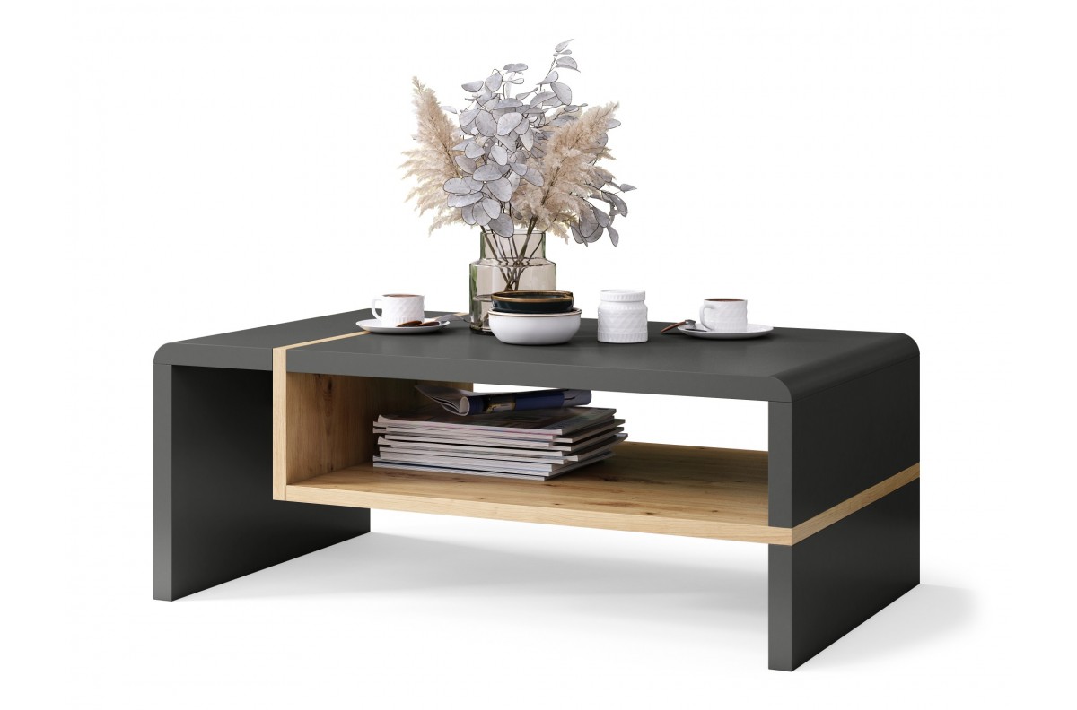 FOLK Antracito/Artisan ąžuolo - MODERNUS KAVOS STALIUKAS SU LENTYNA