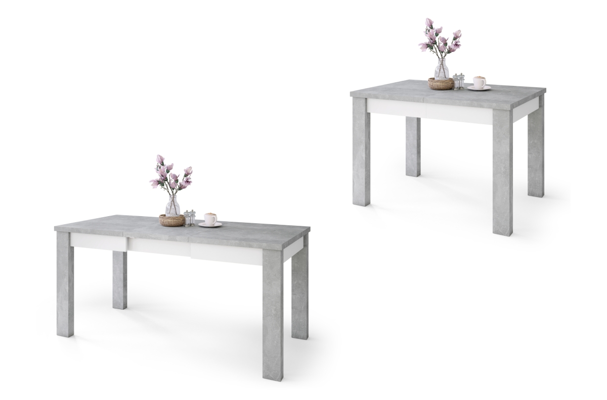 FONTE Light Concrete Atelier / Matinė balta - KLASIKINIS VIRTUVĖS/SVETAINĖS STALAS, IŠPLĖSTAMA IKI 130 ARBA 155 CM!