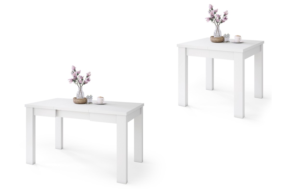 FONTE matinės baltos spalvos - KLASIKINIS VIRTUVĖS/SVETAINĖS STALAS, IŠPLĖSTAMA IKI 130 arba 155 cm!