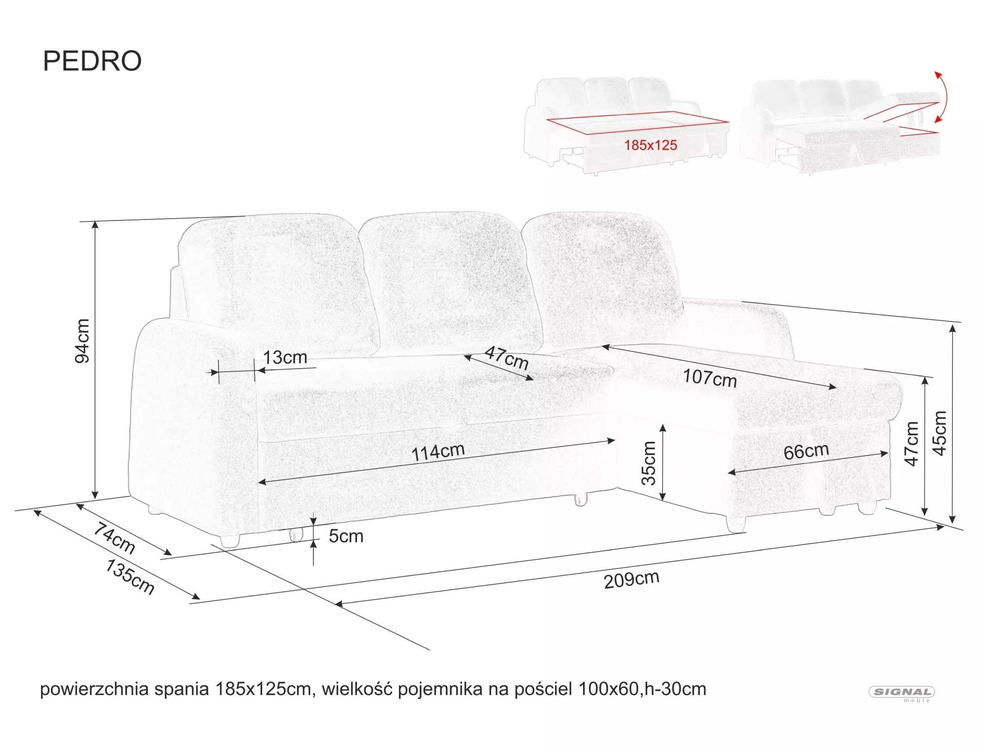 Kampinė sofa Pedro PEDROSZ - Paveikslėlis 7