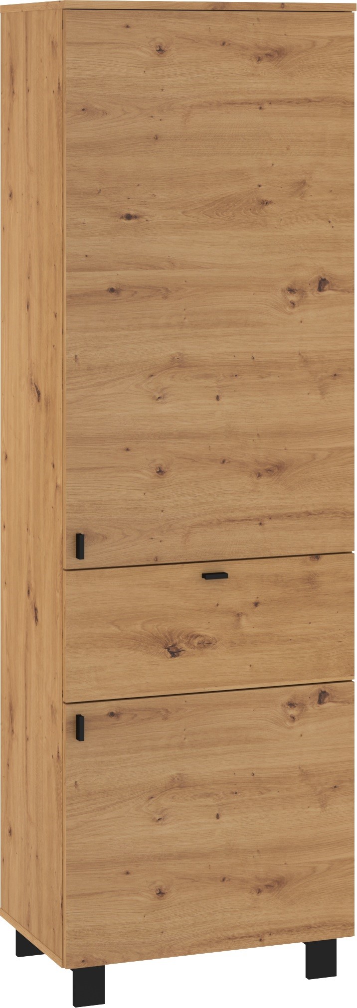 GAVES 07 baldai, knygų lentyna su lentynomis ir uždaru stalčiumi, palėpė, ąžuolo dirbiniai, juoda