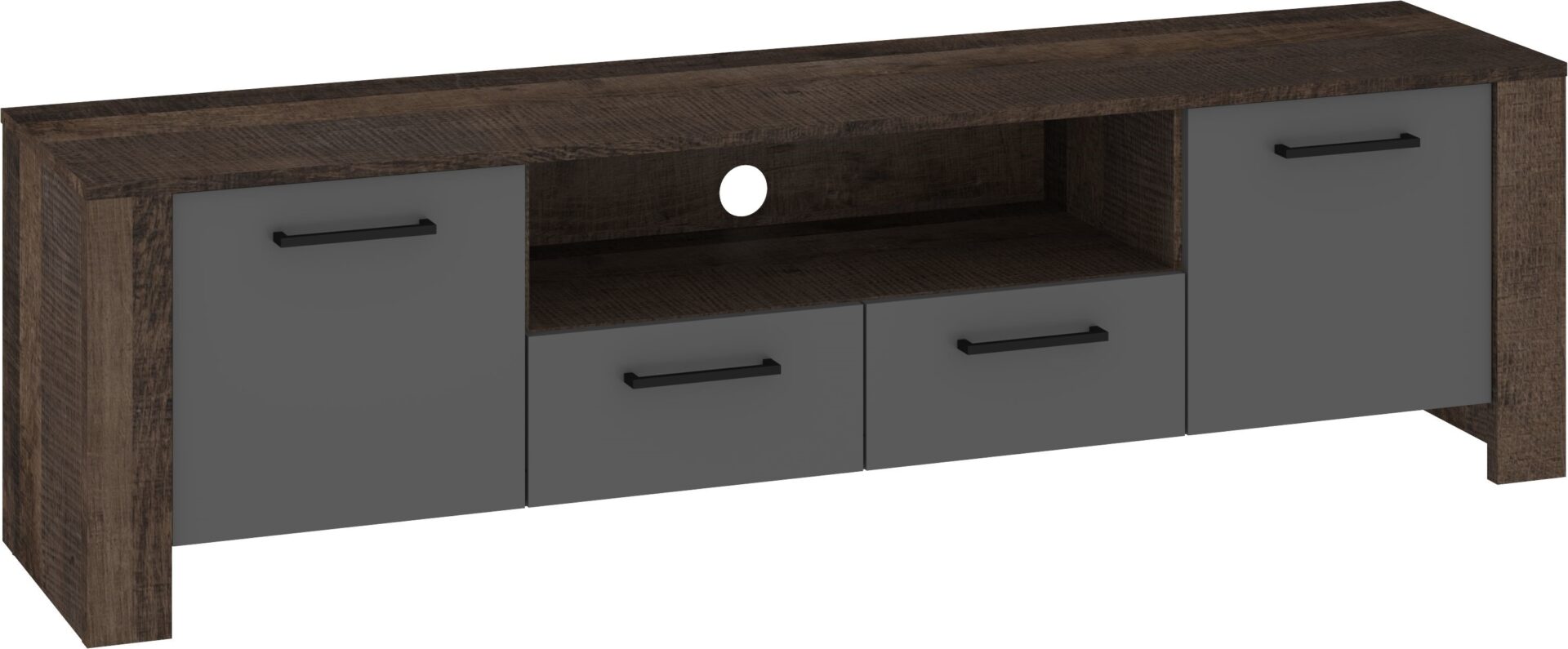 DELIS 11 baldų komoda stalas TV spintelė 175 granido ąžuolo grafito spalvos