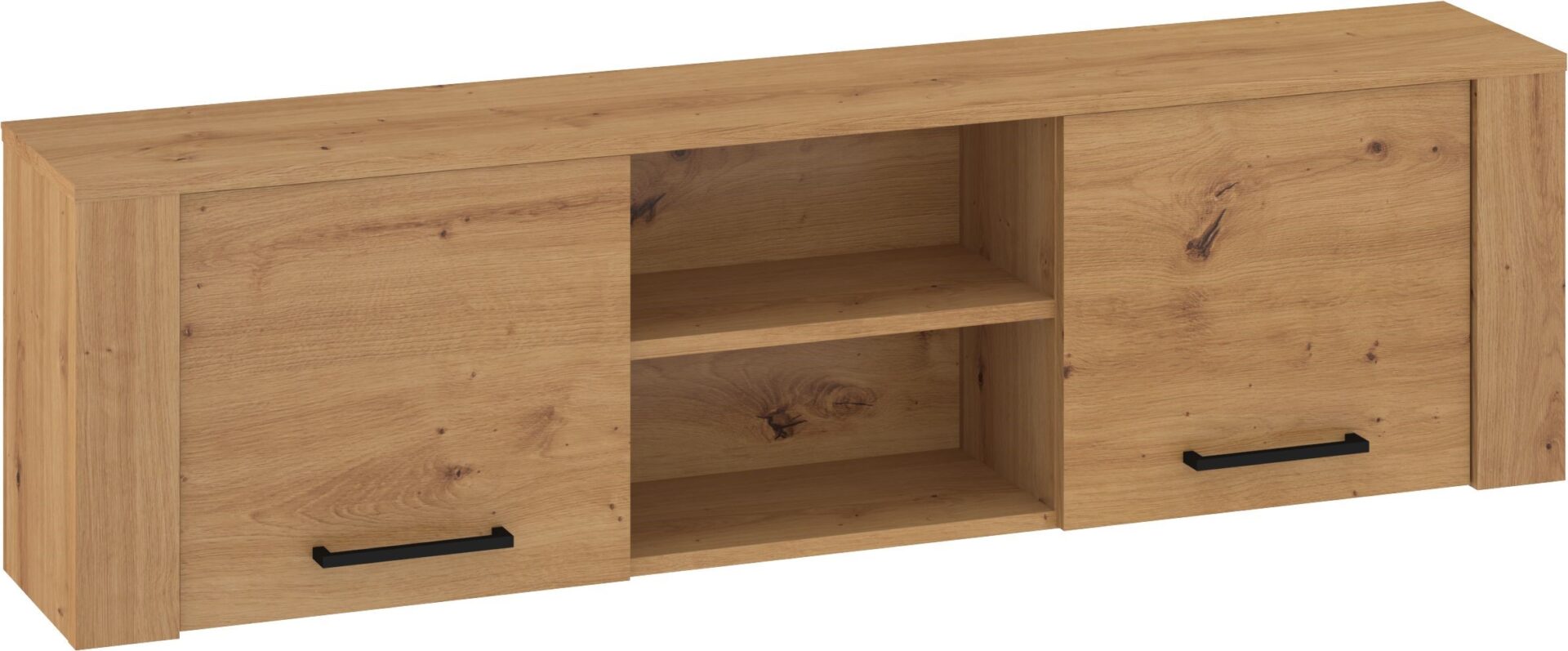 DELIS 13 baldai, sieninė lentynų spintelė su durelėmis, ąžuolo imitacija