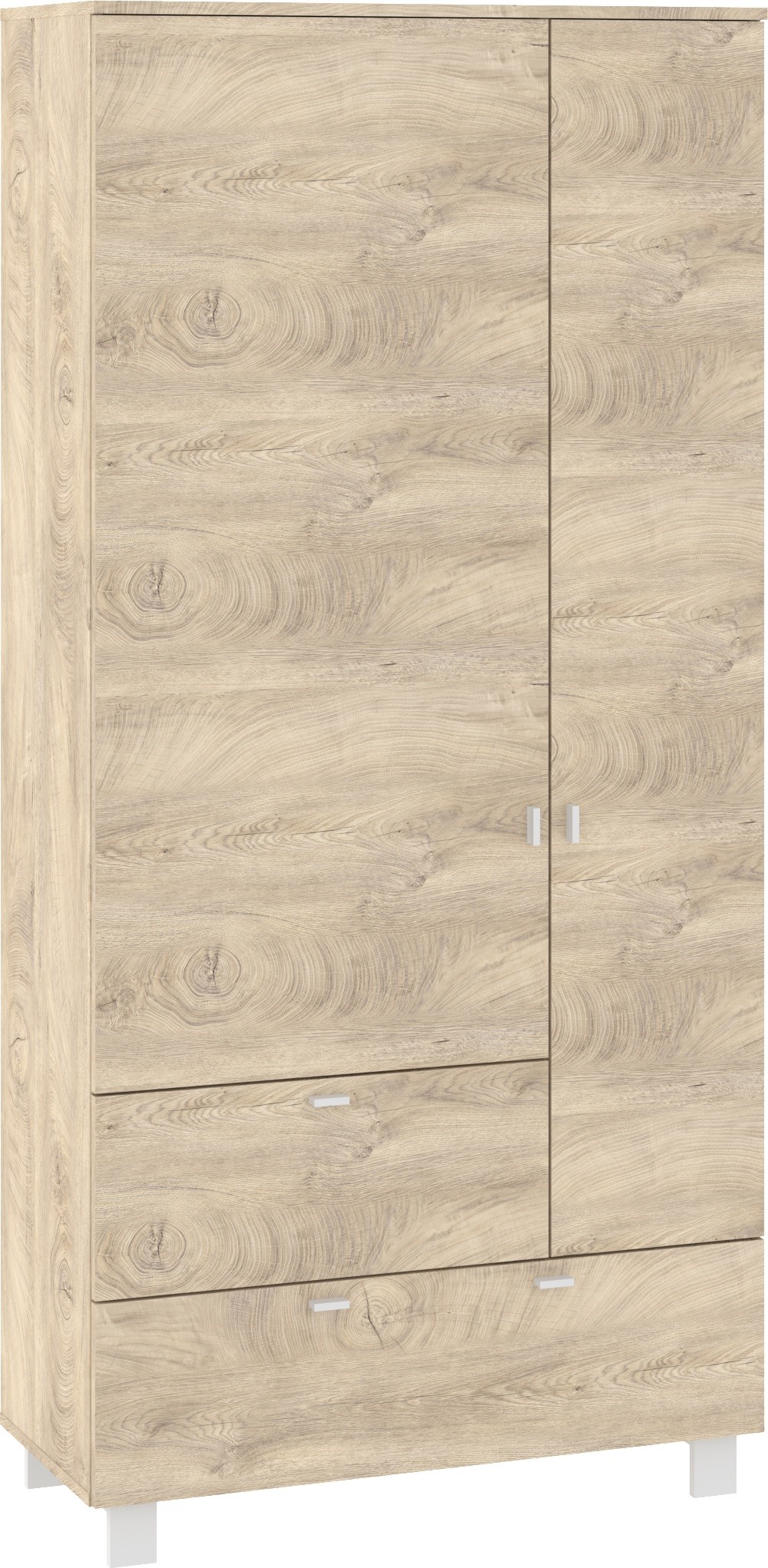 GAVES 14 spinta su strypu ir lentynomis prieškambariui, baltas ąžuolas su dryžiais