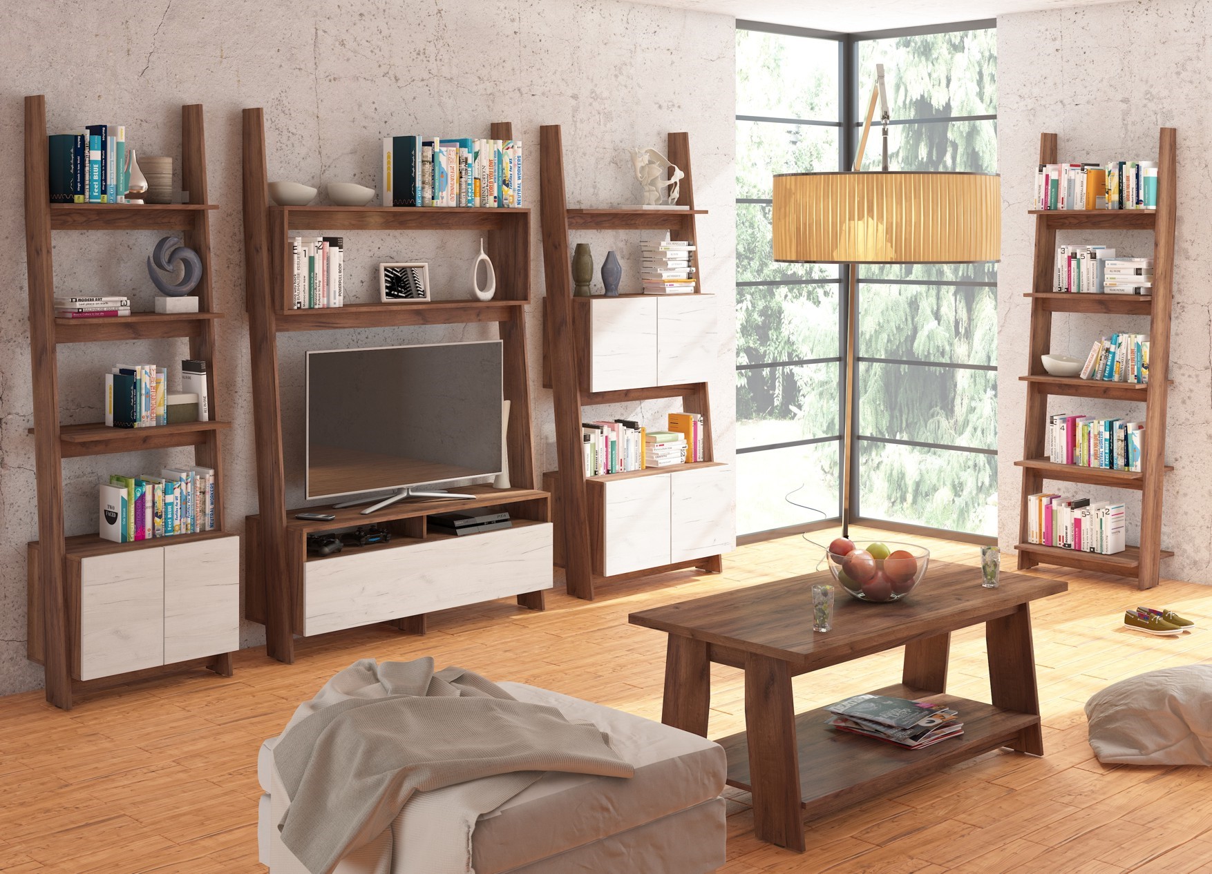 KERK baldų komplektas Nr. 1, sieninė svetainės spintelė