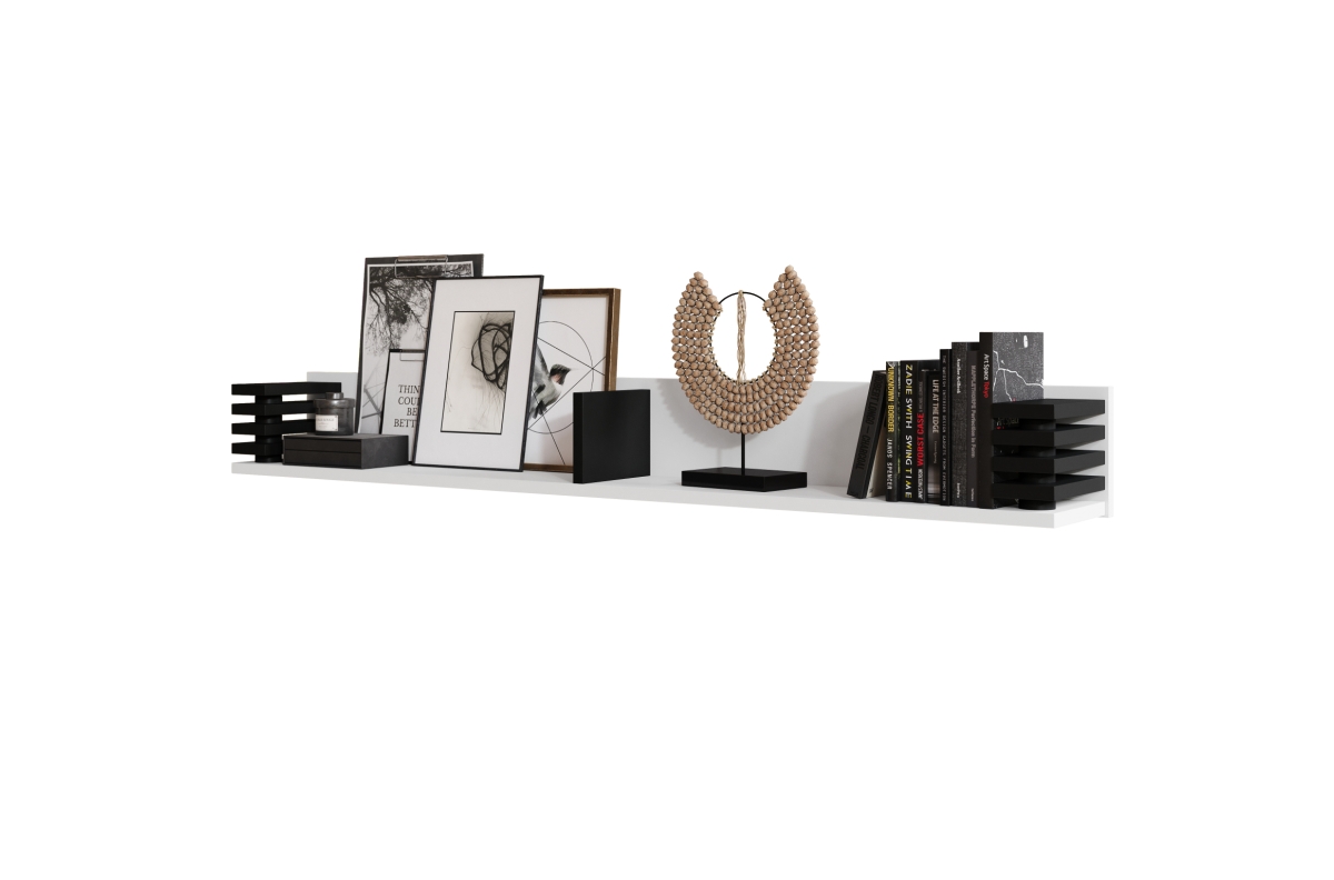 GOKEE PW-145 matinė balta/matinė juoda - MODERNI PAKABINAMA/SIENINĖ LENTYNA SU GRILIAIS