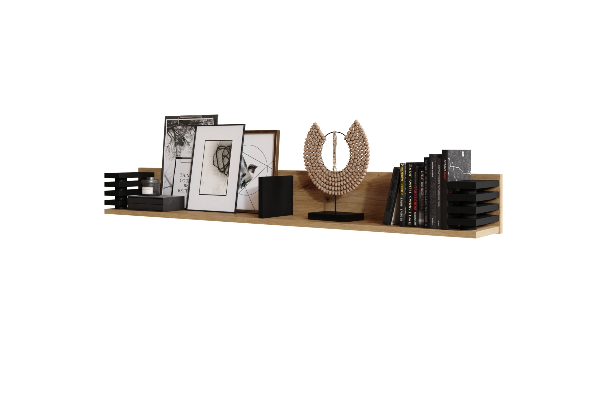 GOKEE PW-145 Artisan Oak/Matt Black - MODERNI PAKABINAMA/SIENINĖ LENTYNA SU LENTELĖMIS