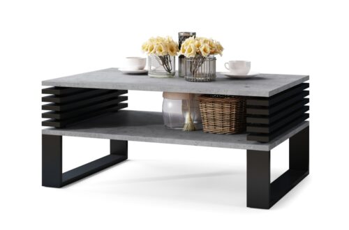 GOKEE S-90 Millenium Concrete/Matinė juoda – MODERNUS KAVOS STALIUKAS SU GROTELĖMIS