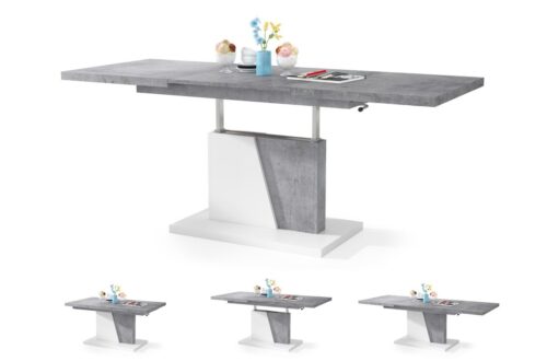 GRAND NOIR Millenium Concrete/White – MODERNUS IŠTRAUKIAMAS PAKELIAMAS STALAS