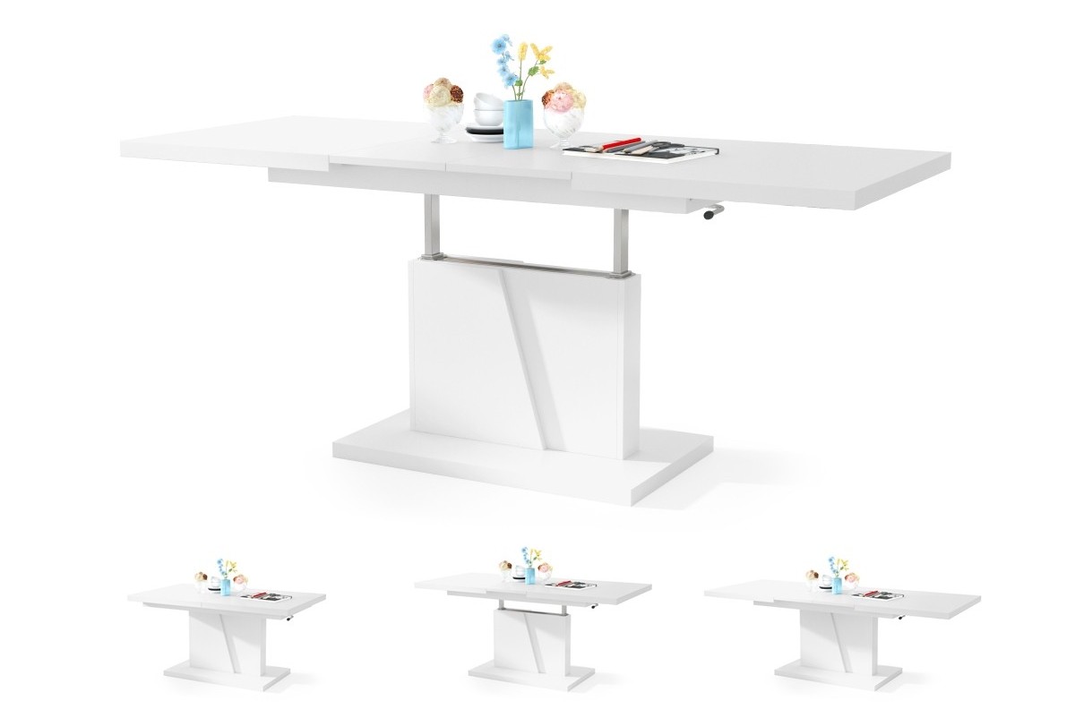 GRAND NOIR matinės baltos spalvos - MODERNUS IŠPLĖSTAMAS KĖLIMO STALAS