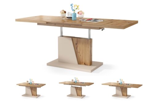 GRAND NOIR Artisan Oak/Beige – MODERNUS IŠTRAUKIAMAS PAKELIAMAS SUOLIO STALAS