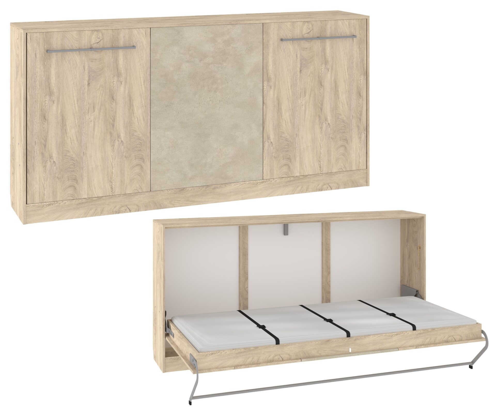 Sieninė lova, sulankstoma, paslėpta lova, 90x200, horizontali, ERGO, ąžuolo kraštai, gr.mig - Paveikslėlis 6