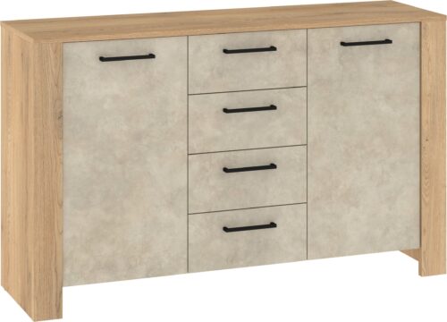 DELIS 03 didelė komoda su durelėmis svetainei, ąžuolas „Cremona“, gr m