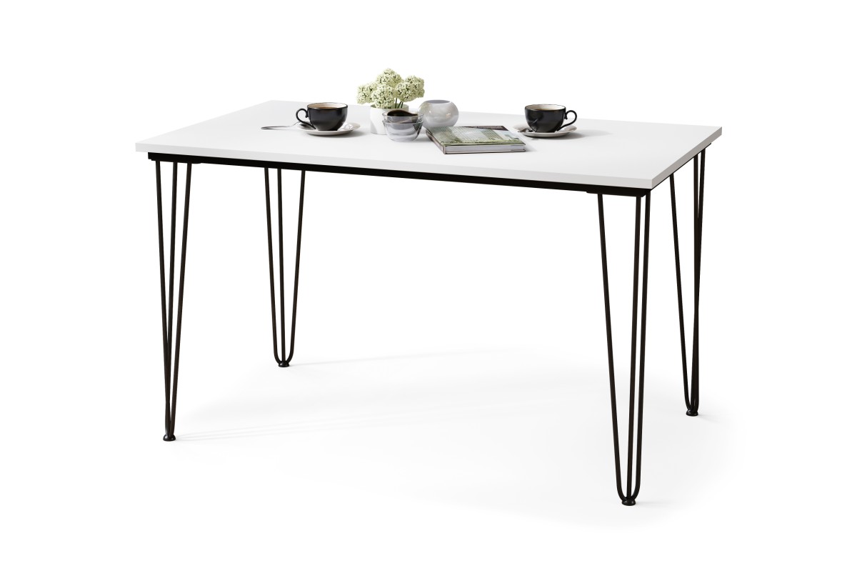 HAIRPIN S-120 matinės baltos spalvos - palėpės stalas virtuvei, valgomajam, svetainei