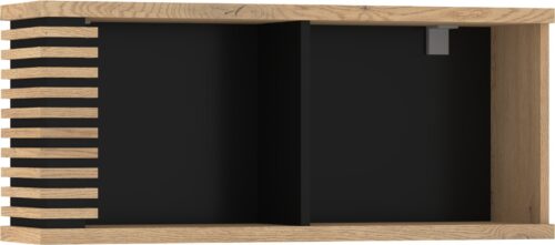 MILAR 07 baldai, sieninė lentyna knygoms, žaislams, kremonos ąžuolas, juoda