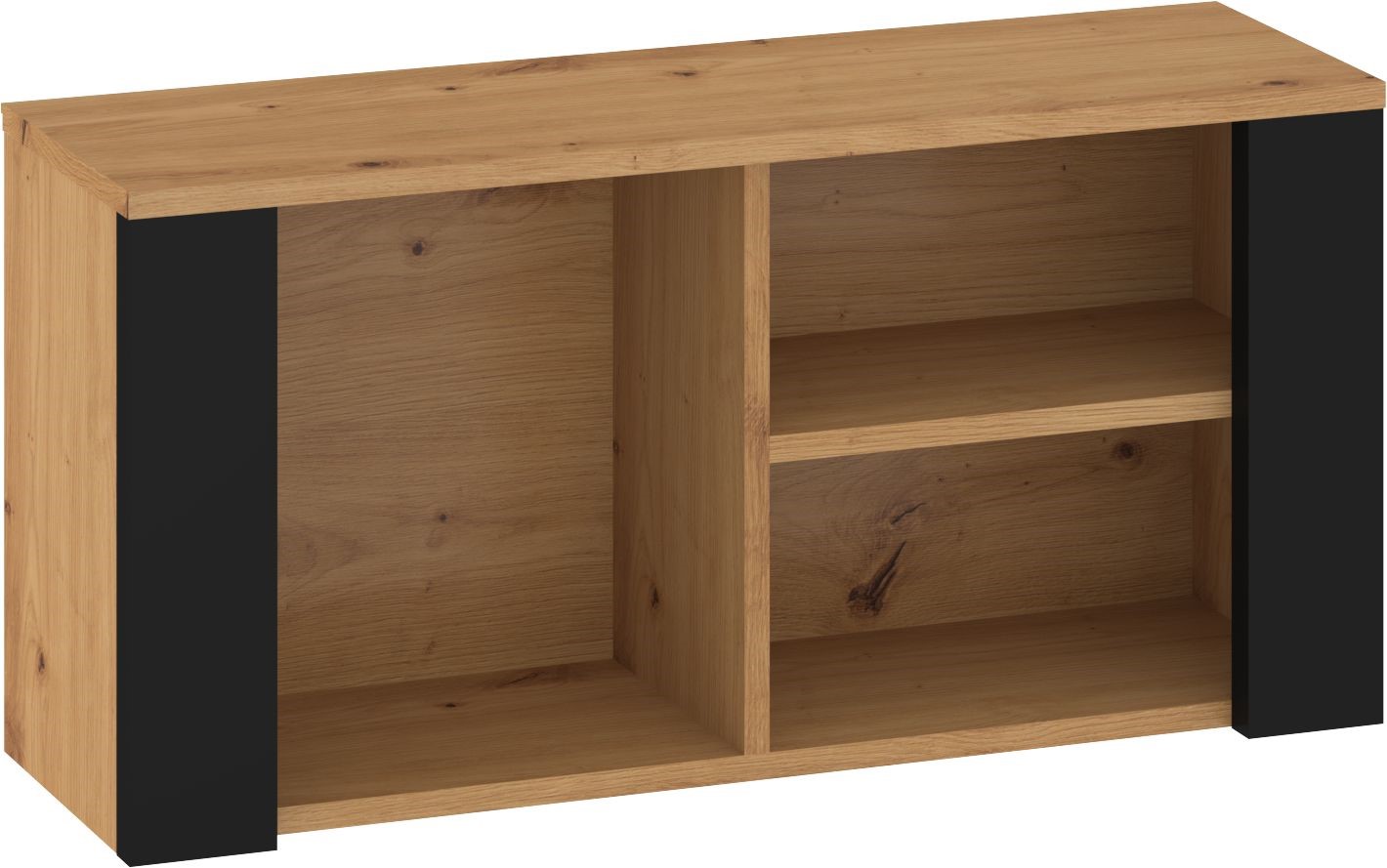 DELIS 07 baldų sieninė lentyna svetainei, ąžuolo spalvos, juoda