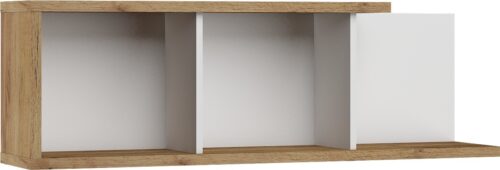 BRITA 15 baldų sieninė lentyna svetainei, ąžuolo, aukso ir baltos spalvos, rankdarbiams