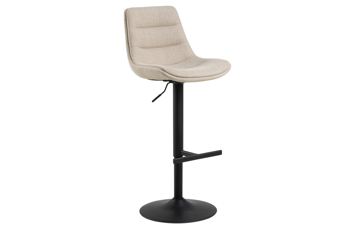 IDA Beige (Basel 24 audinys) / juoda koja - Apmuštas besisukantis baro krėslas virtuvei, svetainei, restoranui